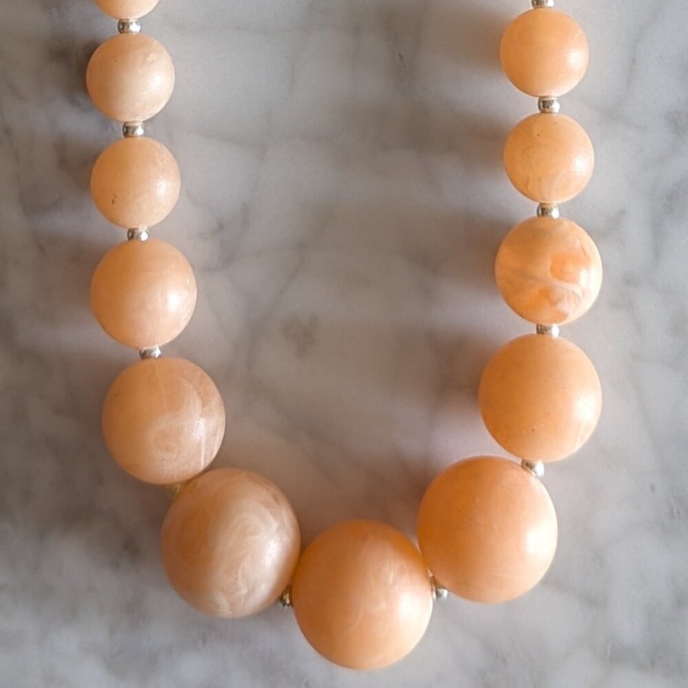 Vintage-Look Peach Bead Necklace